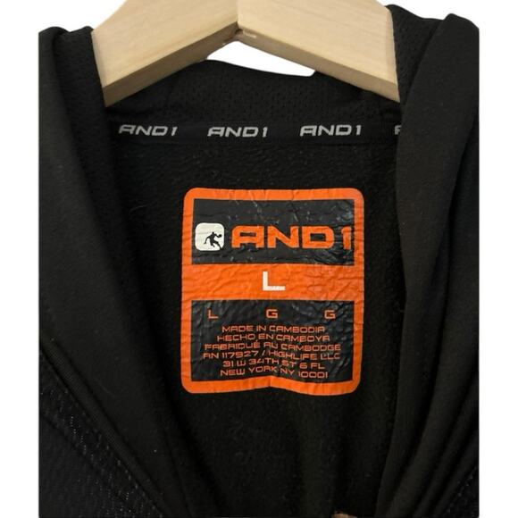 AND1 Men's Fleece Short Sleeve Athletic Hoodie Black Large - Picture 7 of 11
